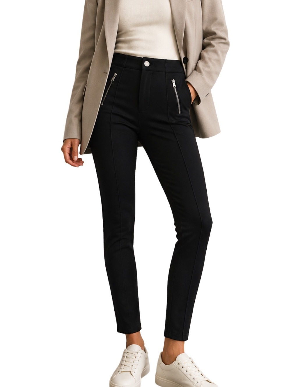 Zara Black Ponte Front Seam Trouser Leggings Women’s S